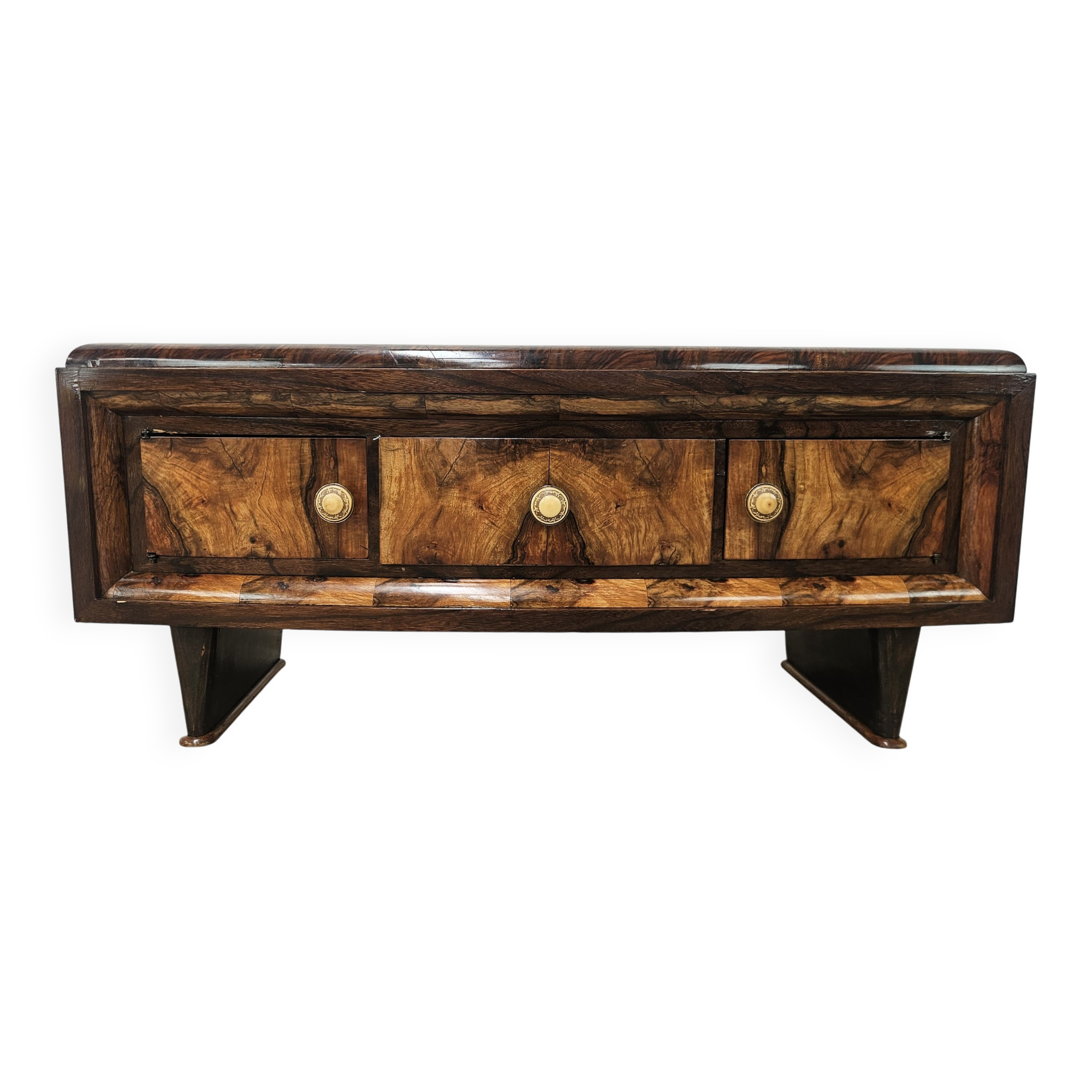 Tuscan Art Decò dressing table from the 1940s in walnut burl