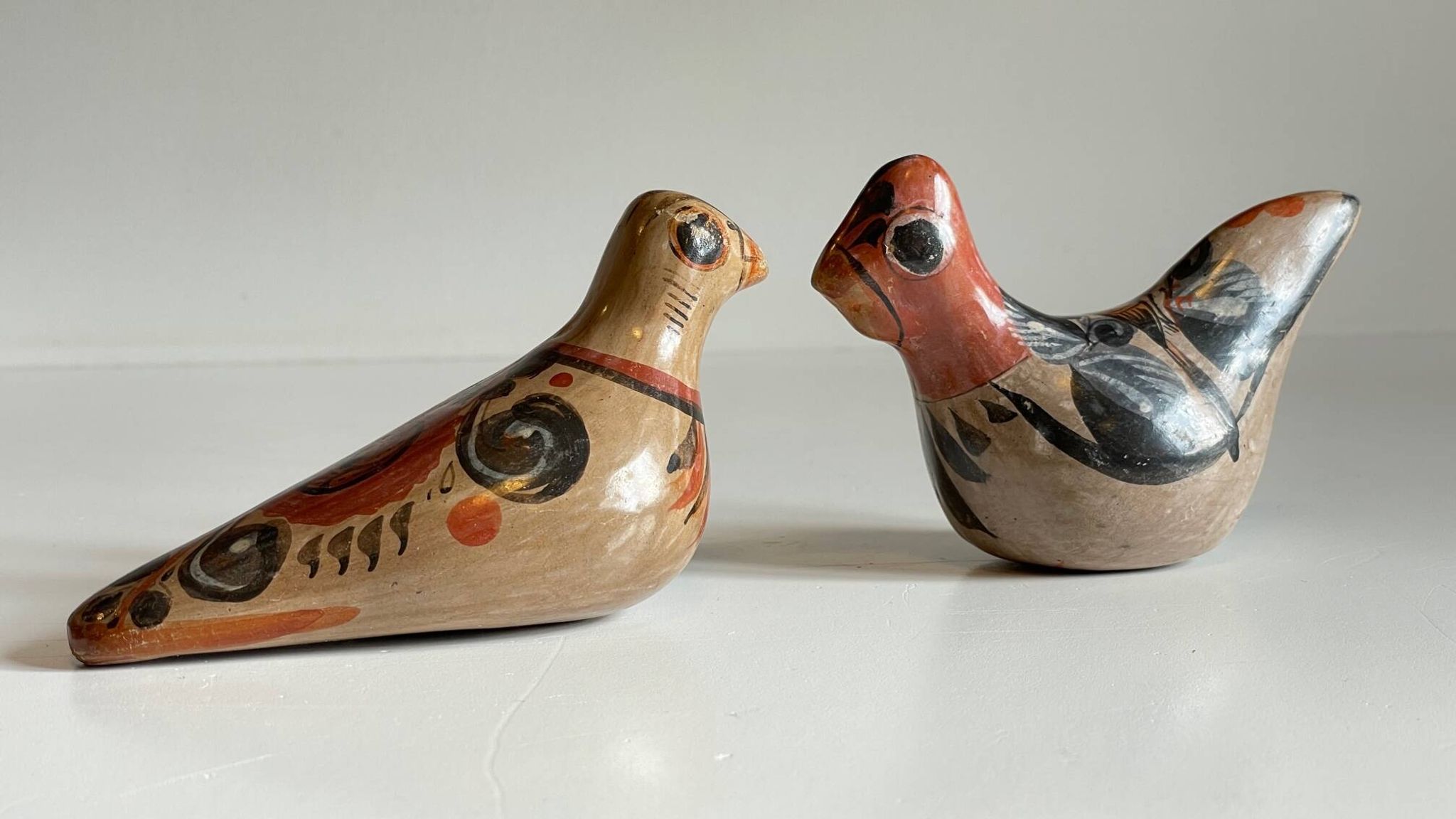 Couple OISEAUX Céramique MEXIQUE Vintage