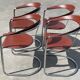 Set of 4 design cantilever chairs cognac leather and chrome design