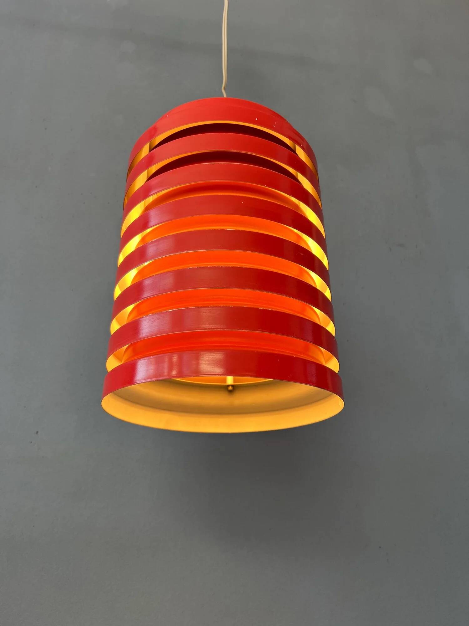 Vintage red Danish mid-century pendant lamp