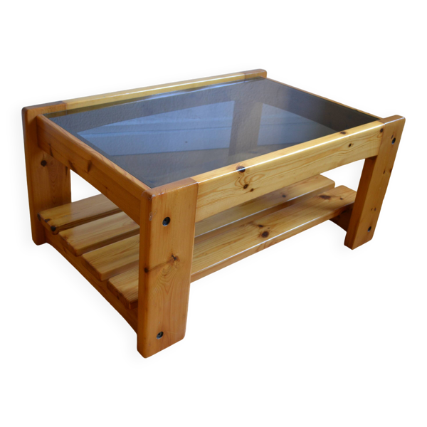 Table basse bois et verre