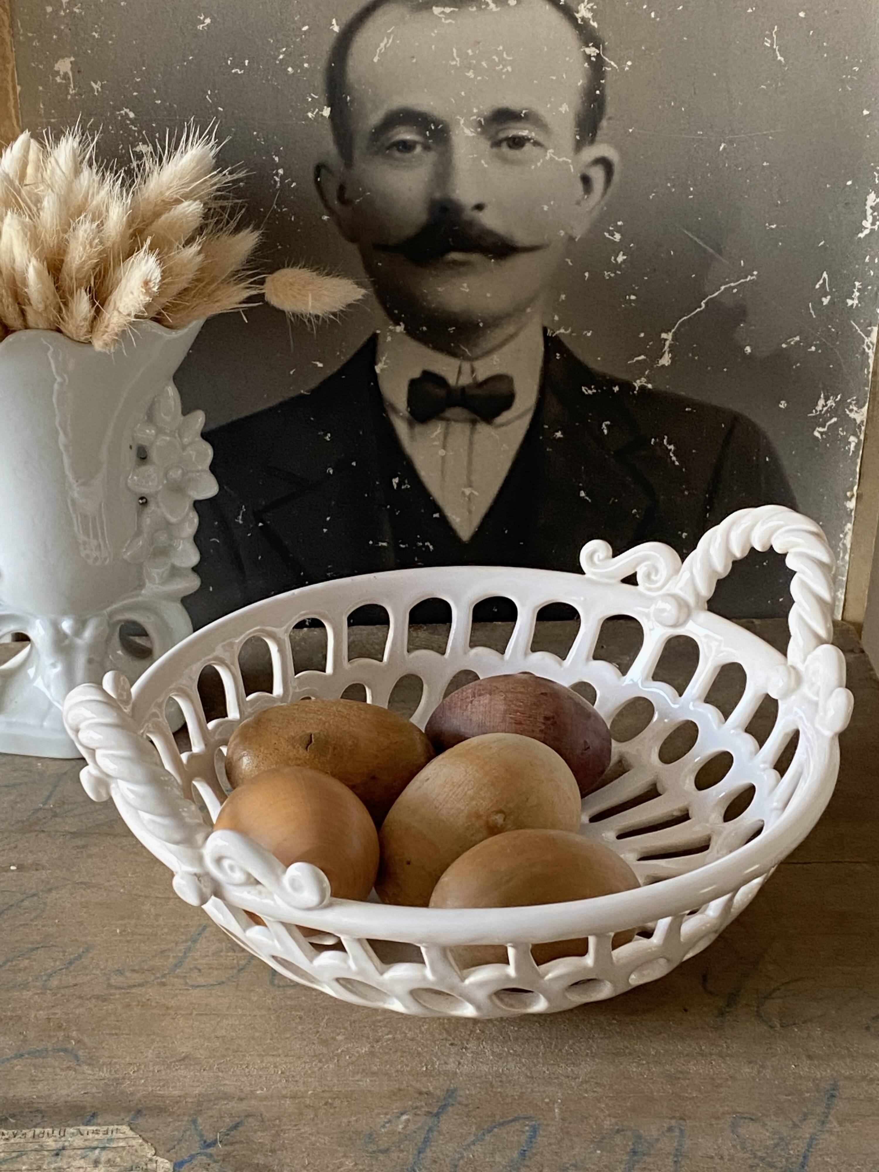 White ceramic basket