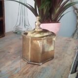 Old, oriental tea box in gilded copper