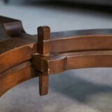 Rustic oak table with ceramic inlays by a student of Joseph Savina 1950s