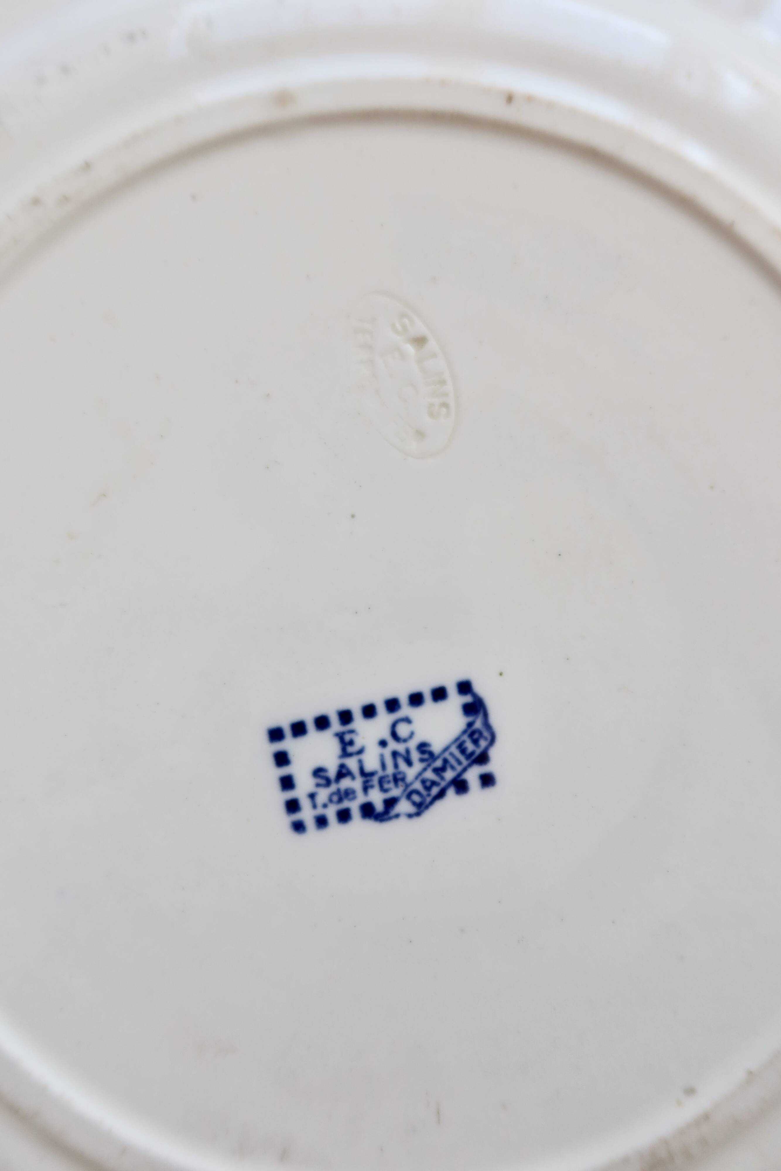 Antique flat plates, ironstone Salins – Checkerboard model