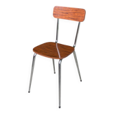 Chaise d'atelier en formica acier et effet noyer