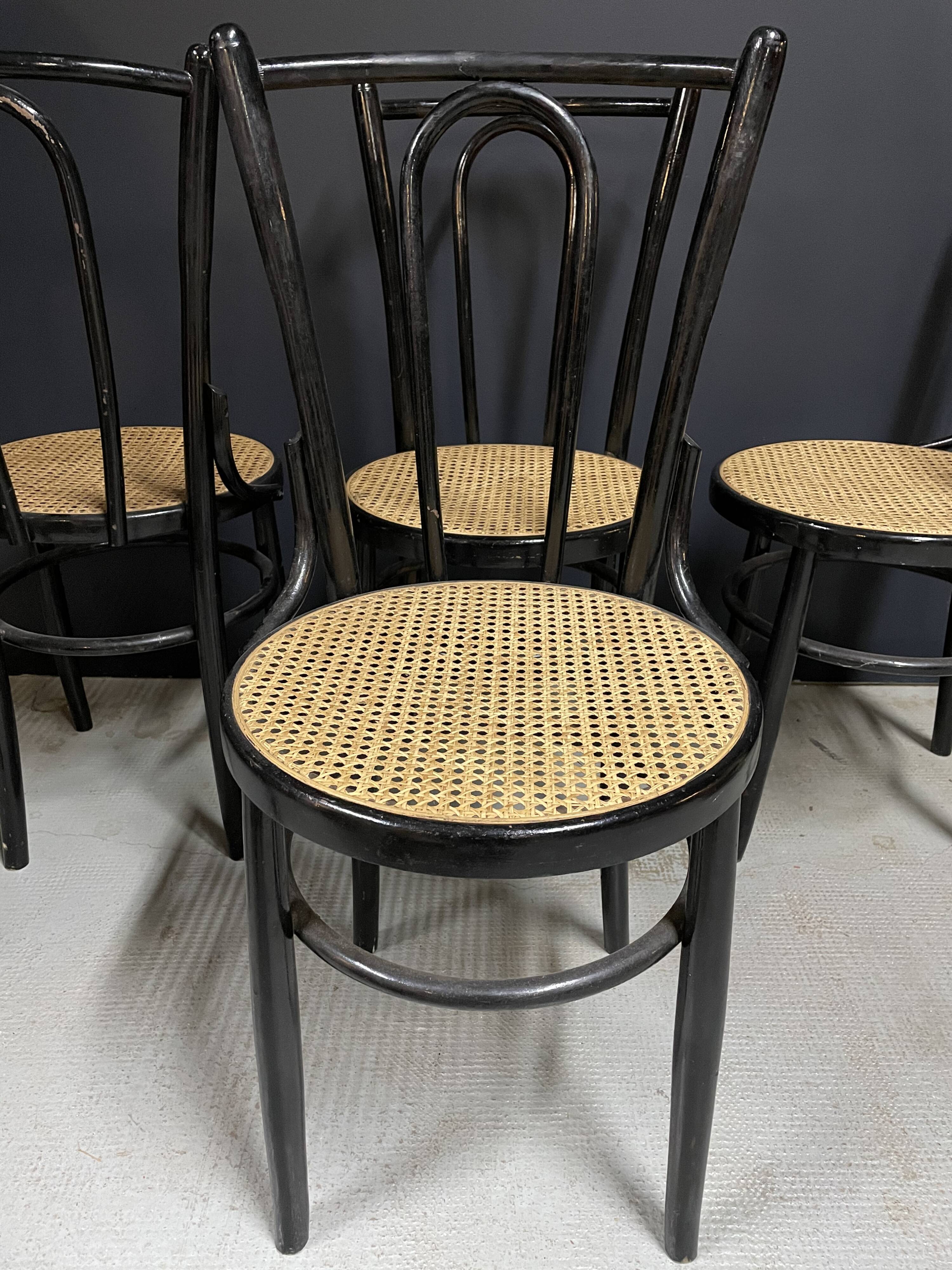 4 chairs bistro cané wood courbet