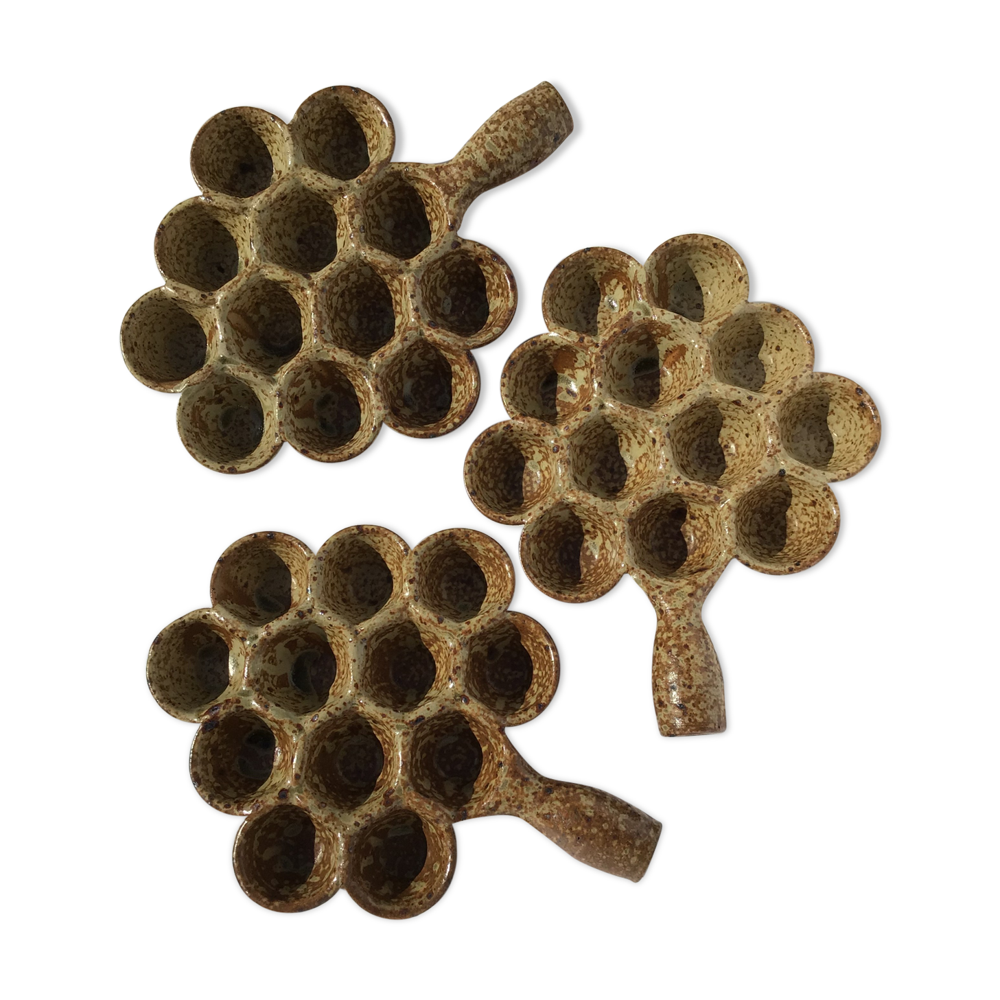 Assiettes à escargots grès moucheté artisanal (lot de 3)