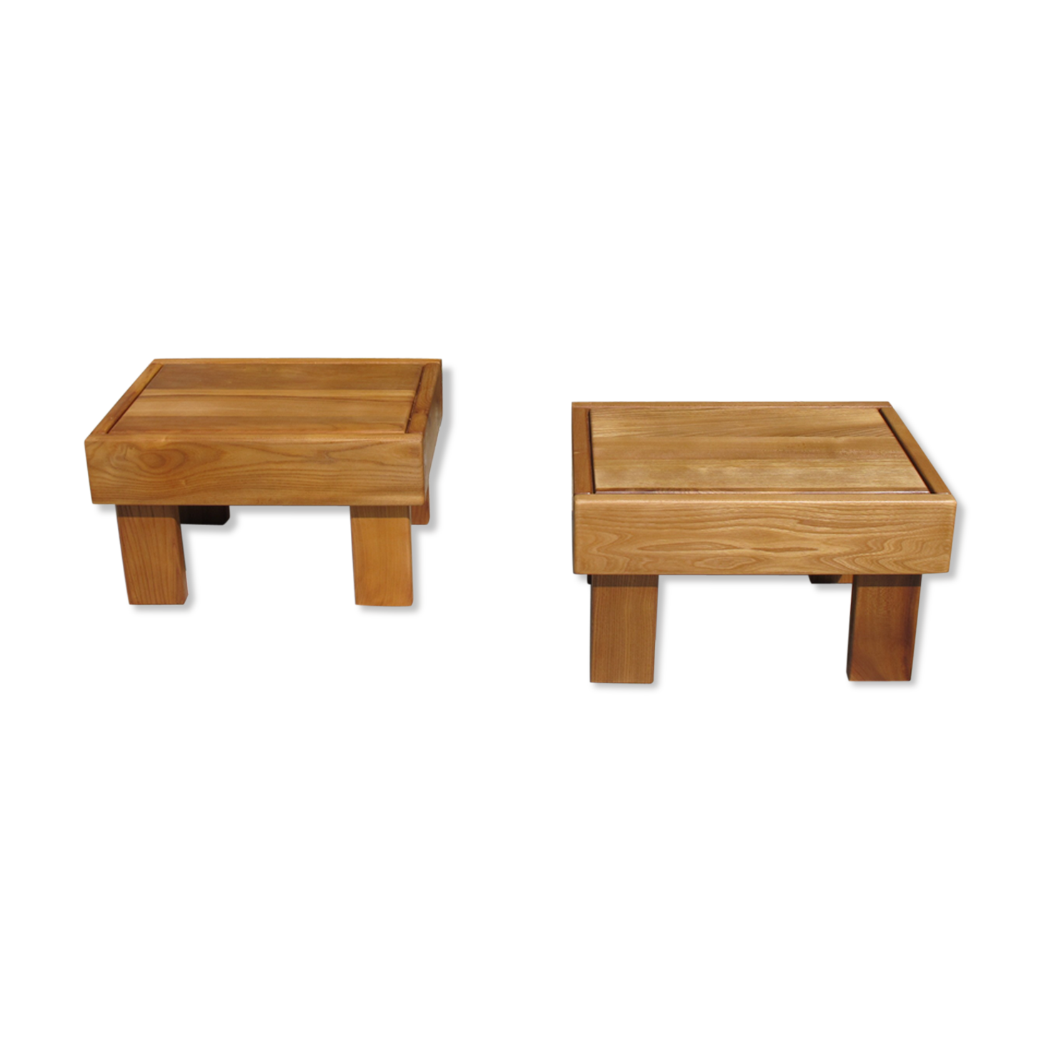 Low table pair in oiled solid elm, Regain house 1970