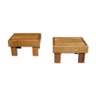 Low table pair in oiled solid elm, Regain house 1970