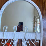 White rattan mirror