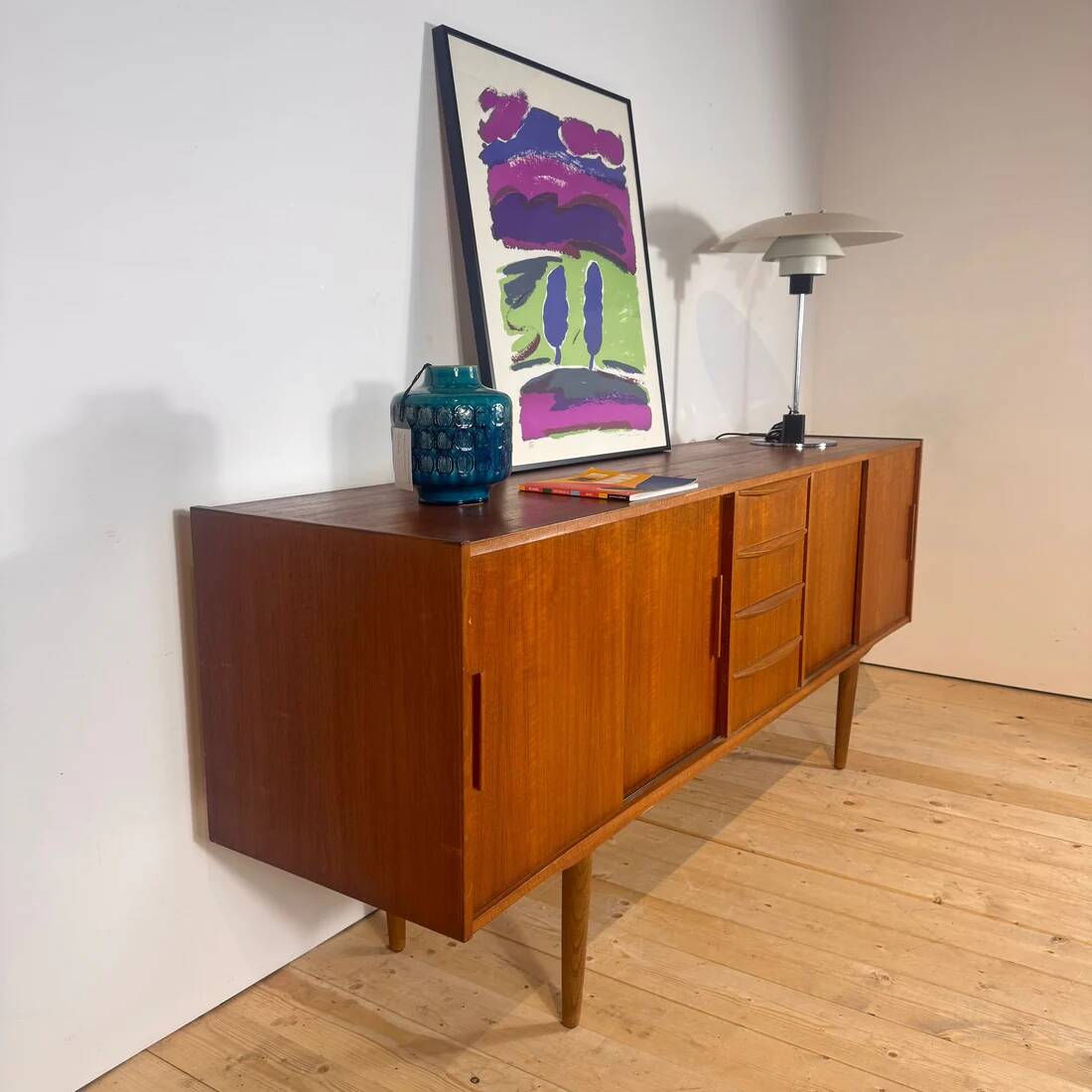 Danish four-drawer teak sideboard, 1960s