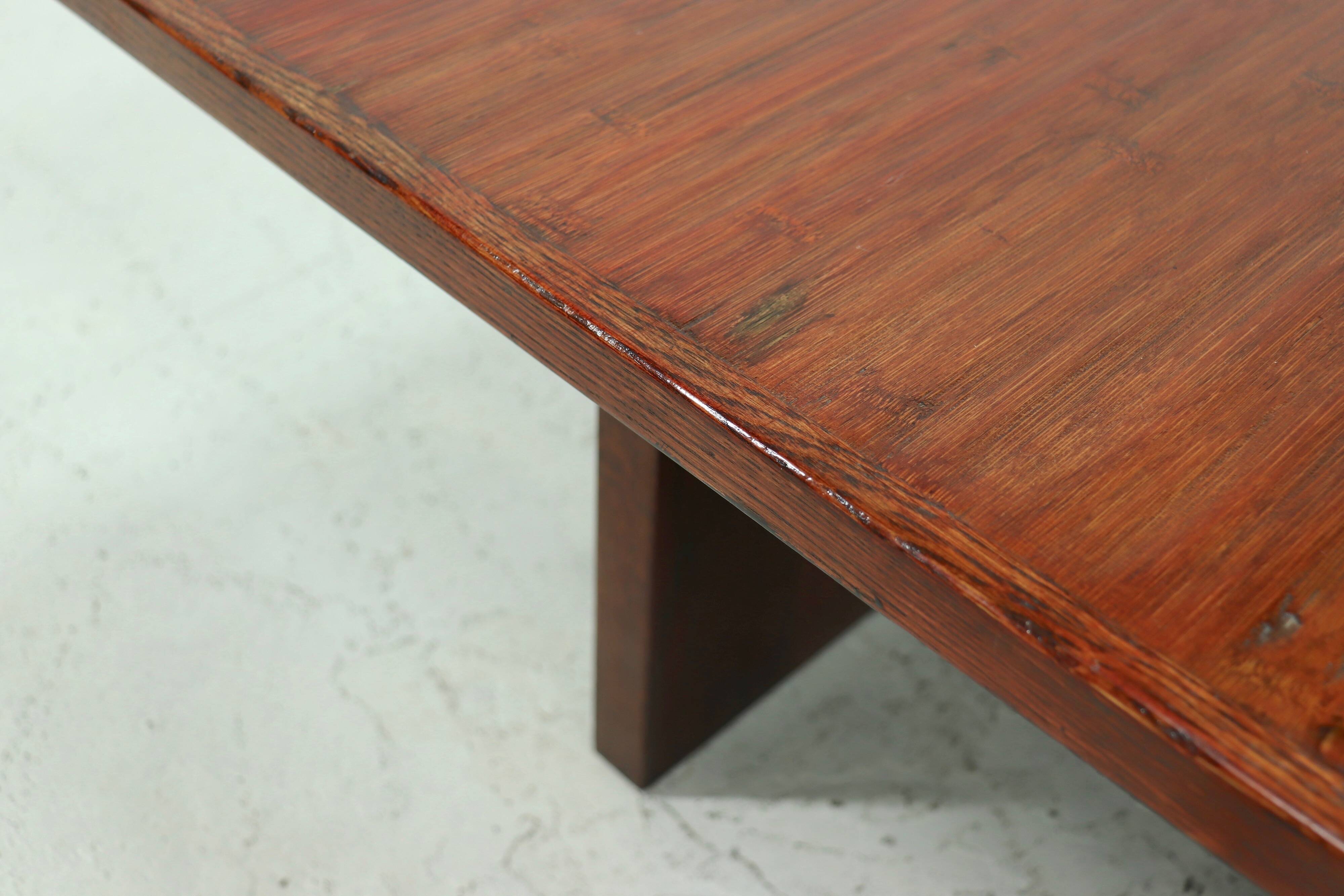 Large Bamboo and Wood Coffee Table Attributed to Axel Vervoordt 1980s