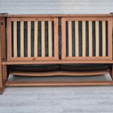 1960s, Danish 2-seater sofa in original condition, furniture leather, solid oak wood.
