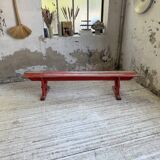 1950s oak bench with red patina, 2m