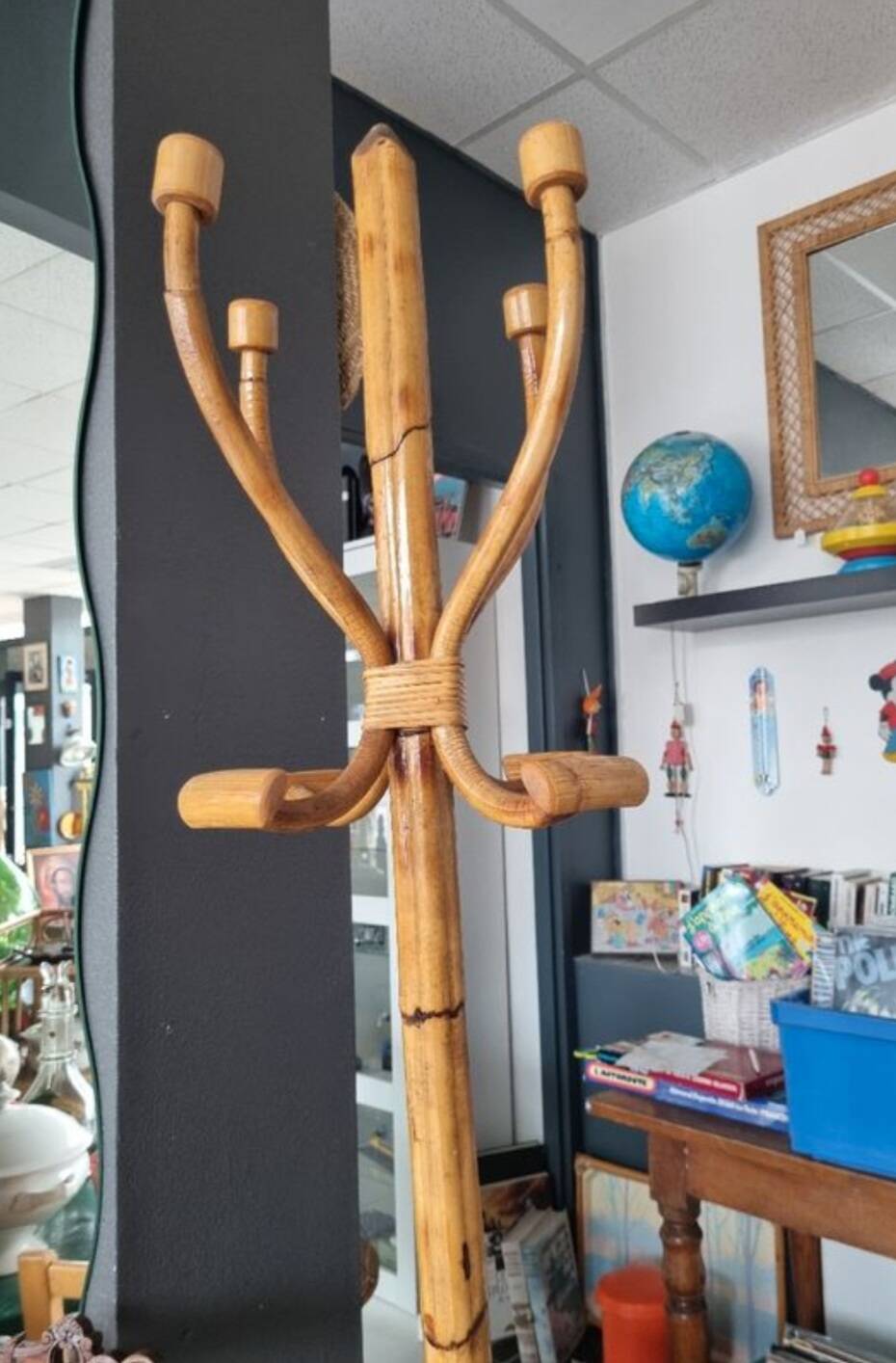 Porte manteau bambou rotin vintage