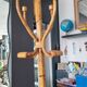 Vintage rattan bamboo coat rack