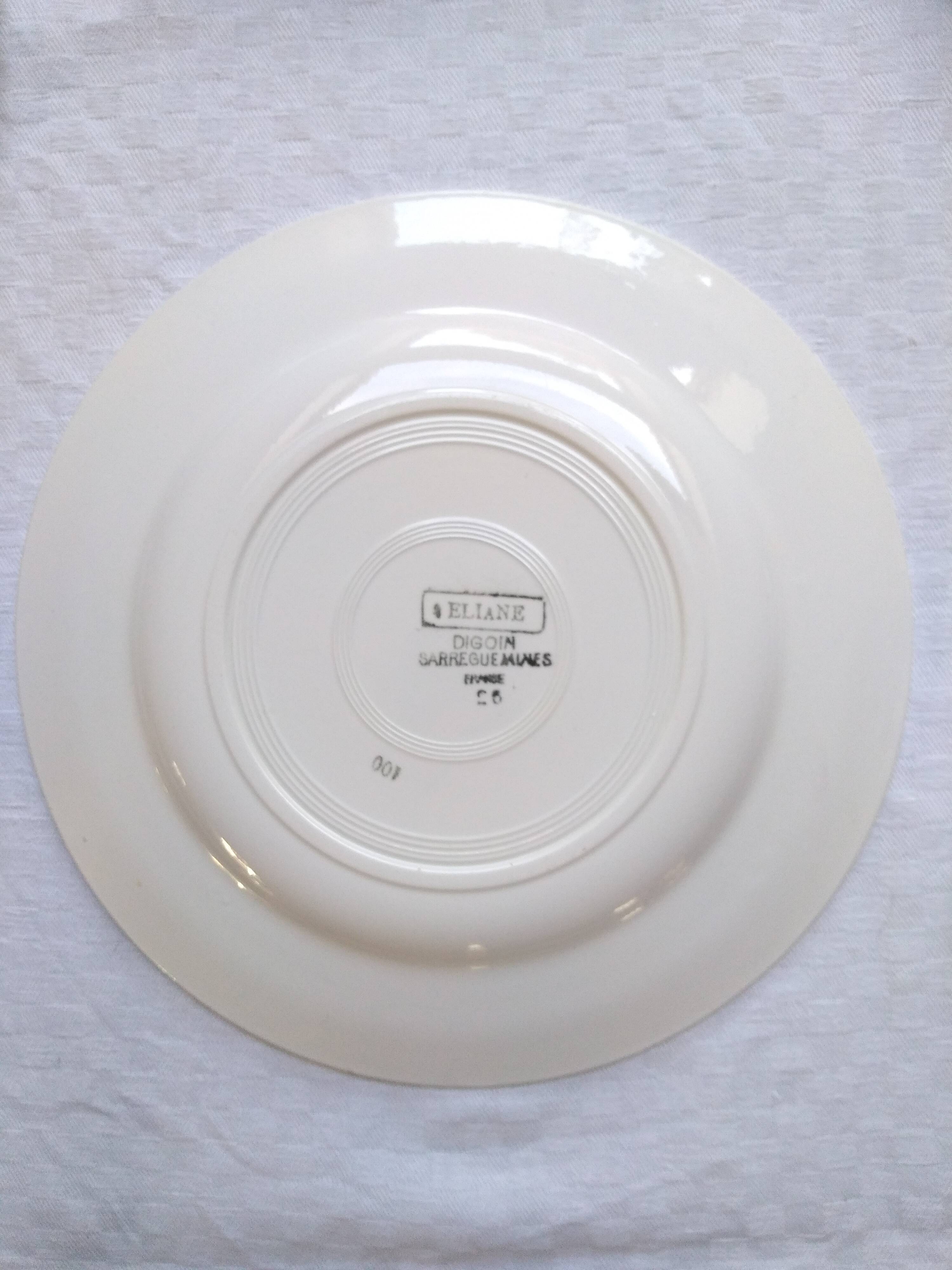 7 flat plates Digoin Sarreguemines