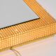 1960s brass wall backlit mirror, frame with glass beads by Palwa