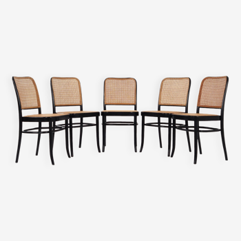 Set of five beech chairs, Danish design, 1970s, production: Denmark