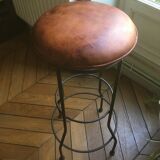 Pair of leather seated bar stools