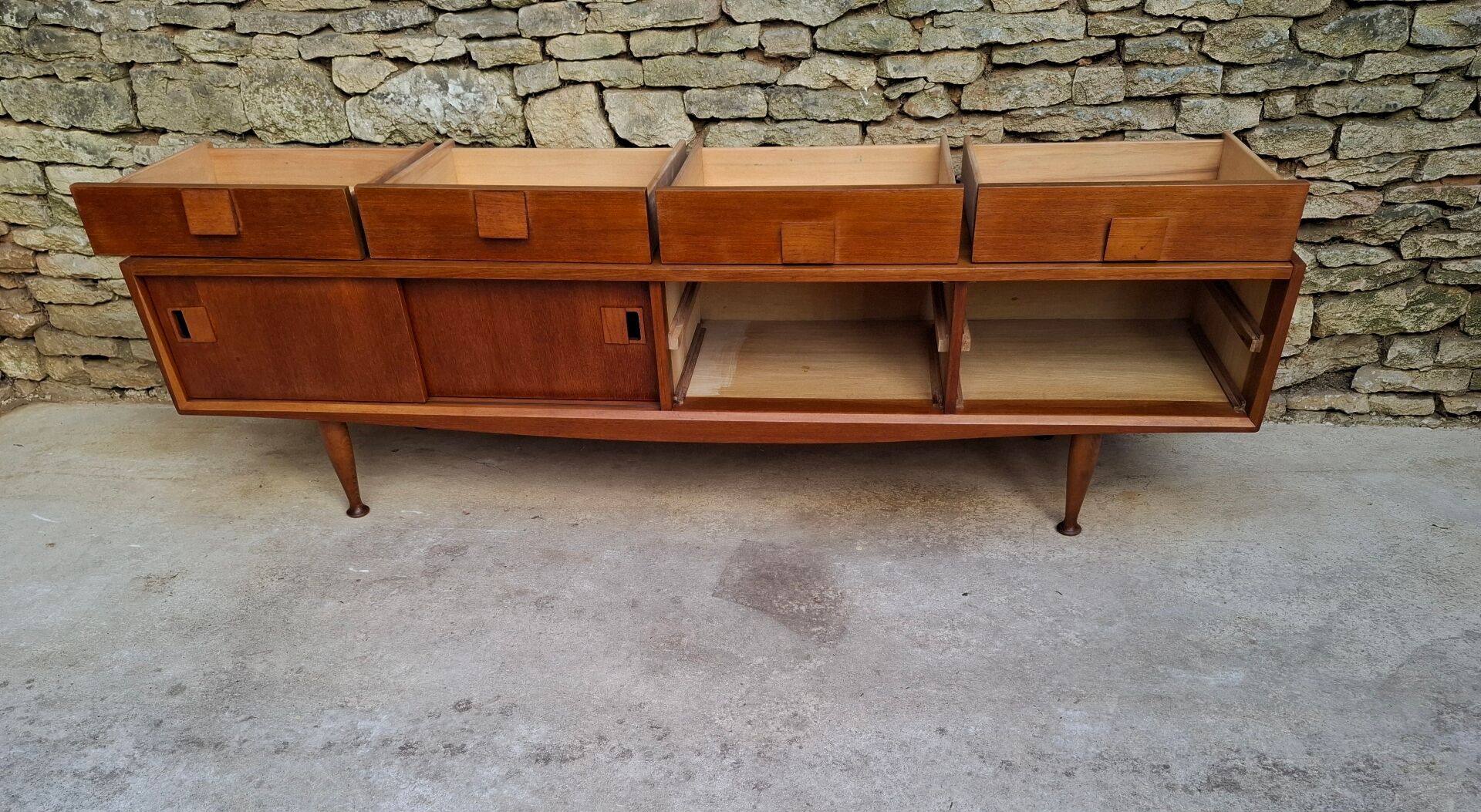 Low teak sideboard 200cm