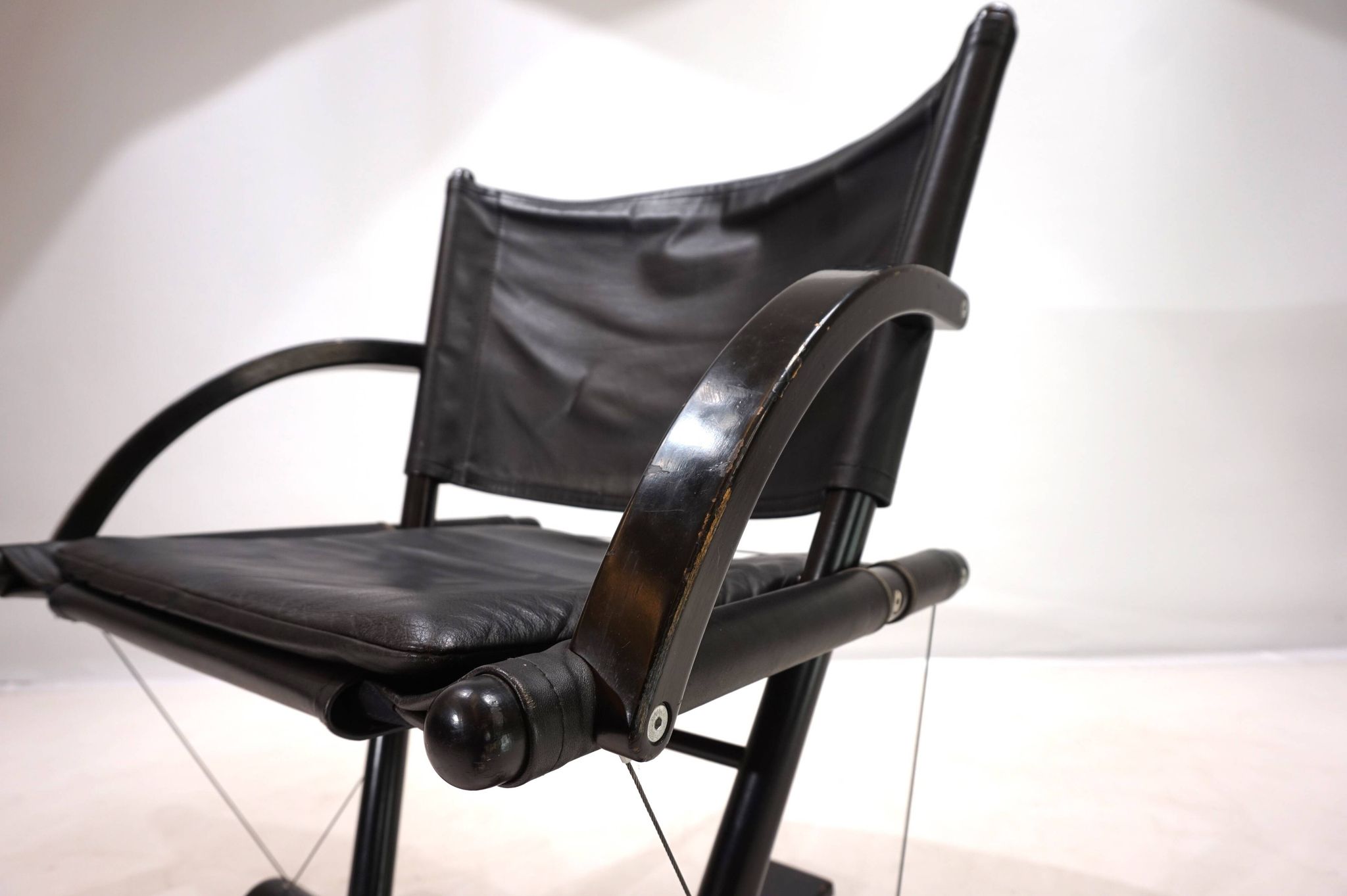 Fauteuil lounge en cuir Weishäupl Werkstätten String, 1980