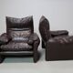 Pair of Maralunga leather armchairs by Vico Magistretti for Cassina, 1974