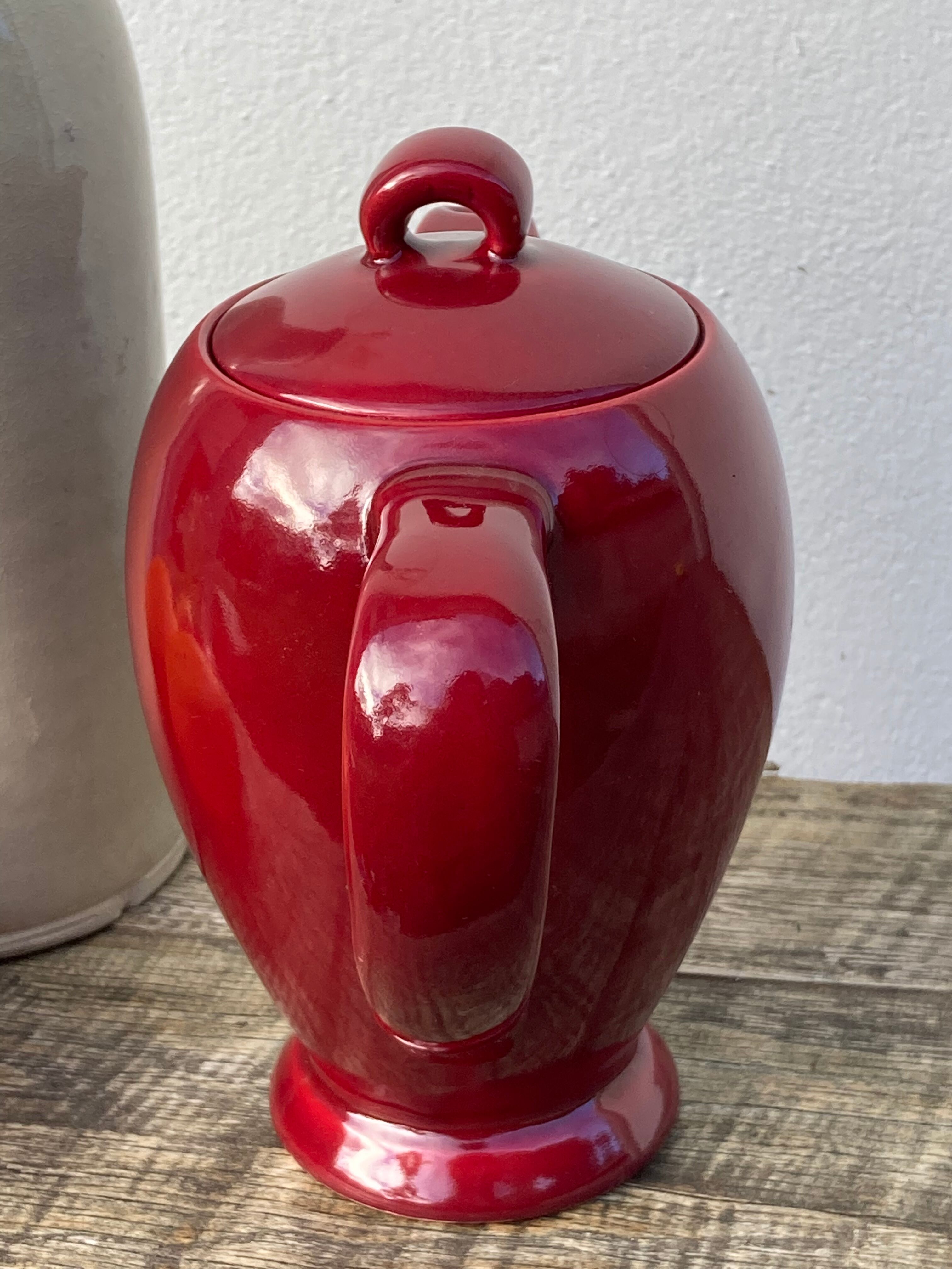 Vintage burgundy red teapot