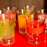 Set of 7 vintage granita and gilded glasses