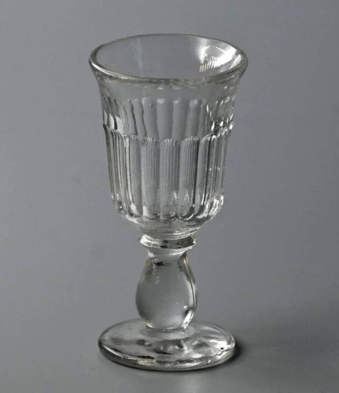 Vintage set of 4 hollow-ribbed tulip liqueur glasses