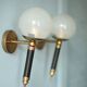Pair of vintage wall sconces, brass sconce and opaque glass globe, vintage lamp, wall lamp, 50s.