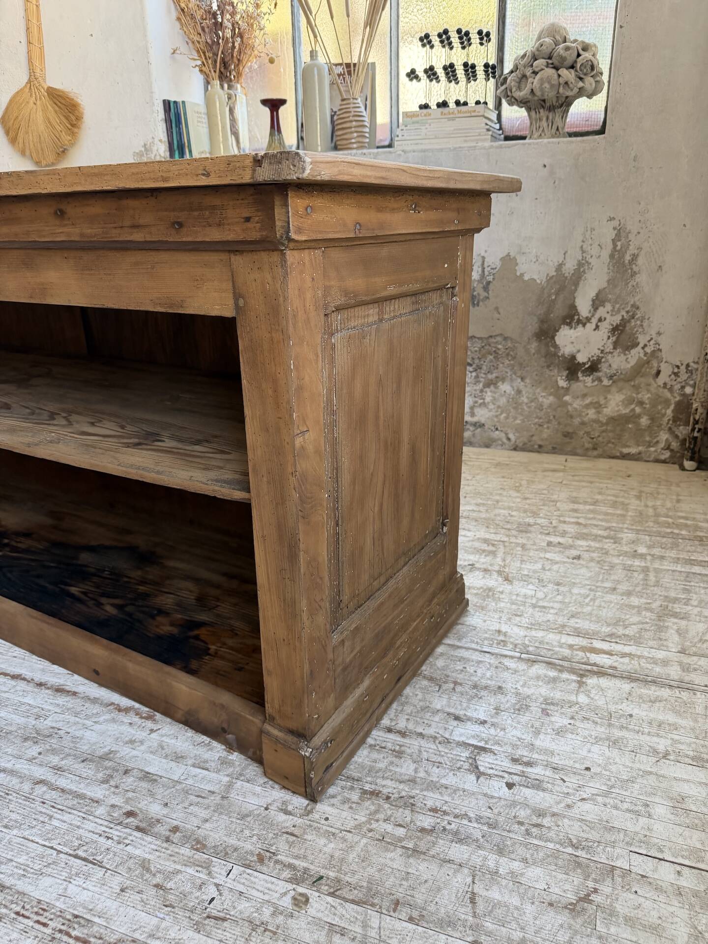 Comptoir de commerce 1950 bois pin 211cm