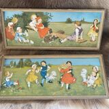 Lot of 2 old children's illustrations