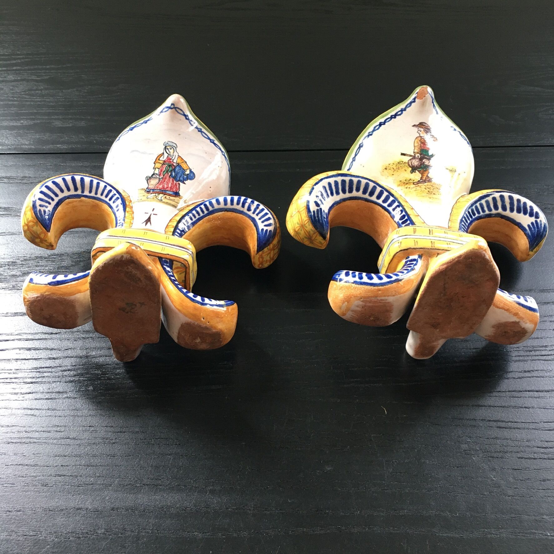 Pair of Henriot Quimper fleur-de-lys vases