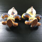 Pair of Henriot Quimper fleur-de-lys vases