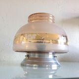Plafoonier globe in pink frosted glass art deco style