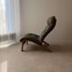 Scandinavian armchair Rybo Rykken Solheim green leather teak