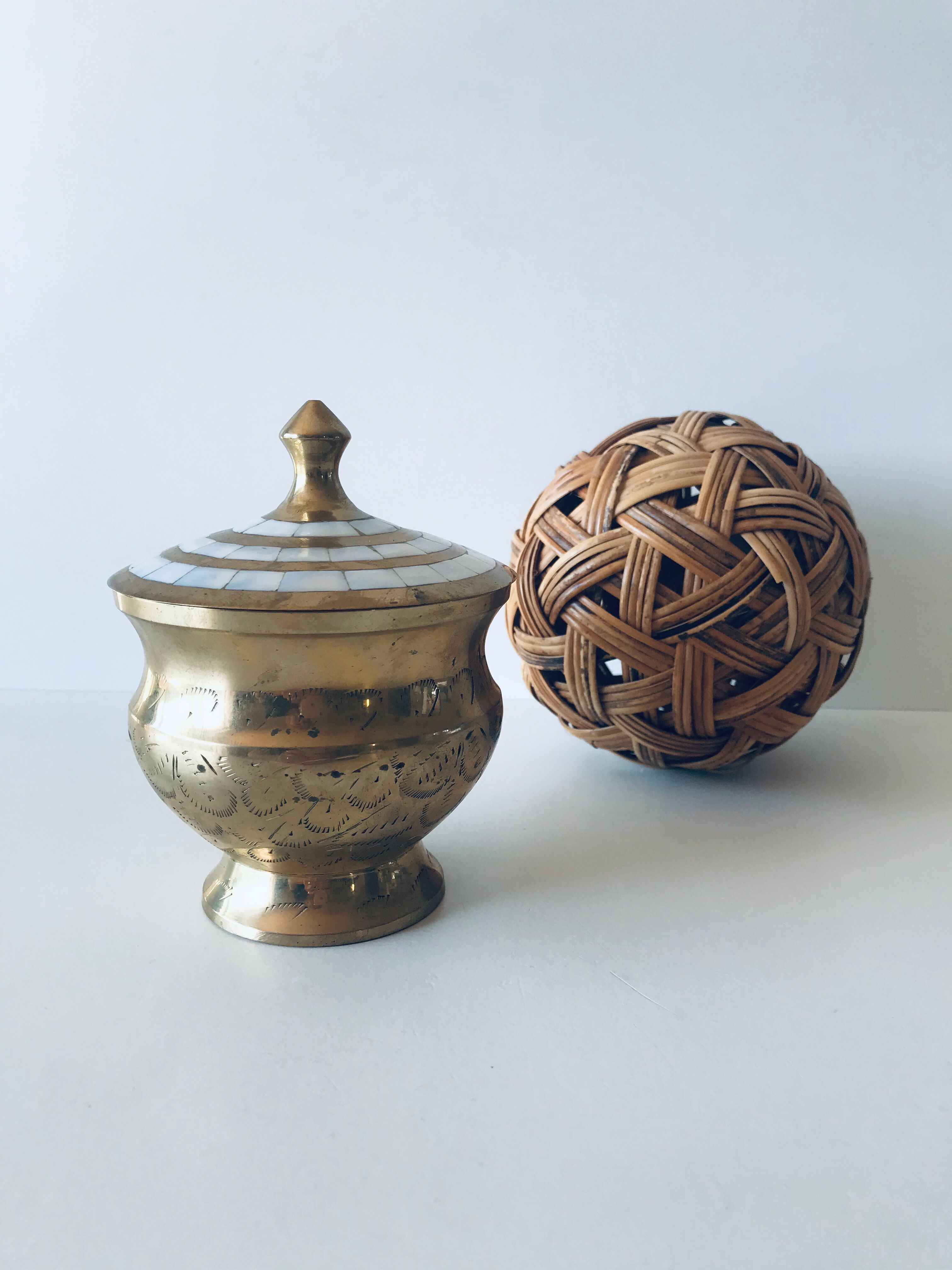 Brass and mother-of-pearl box