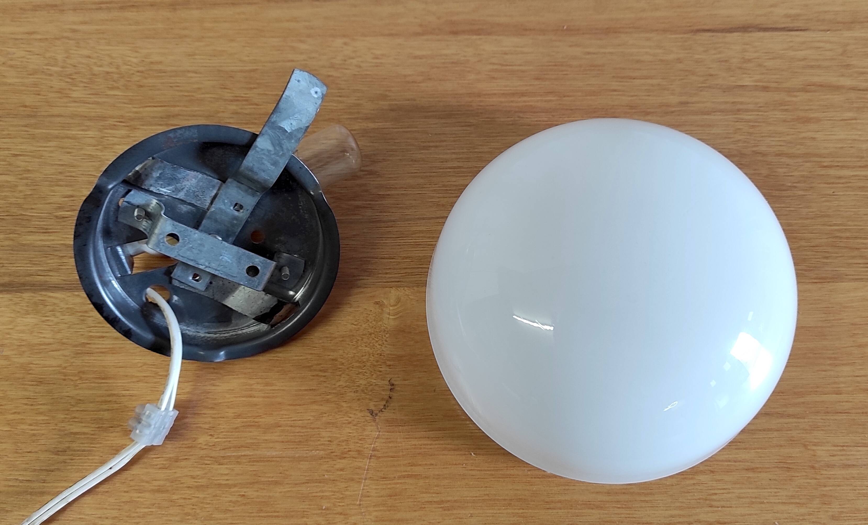 Opaline globe ceiling or wall light, diameter 15 cm - mid-20th century