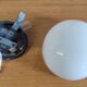 Opaline globe ceiling or wall light, diameter 15 cm - mid-20th century