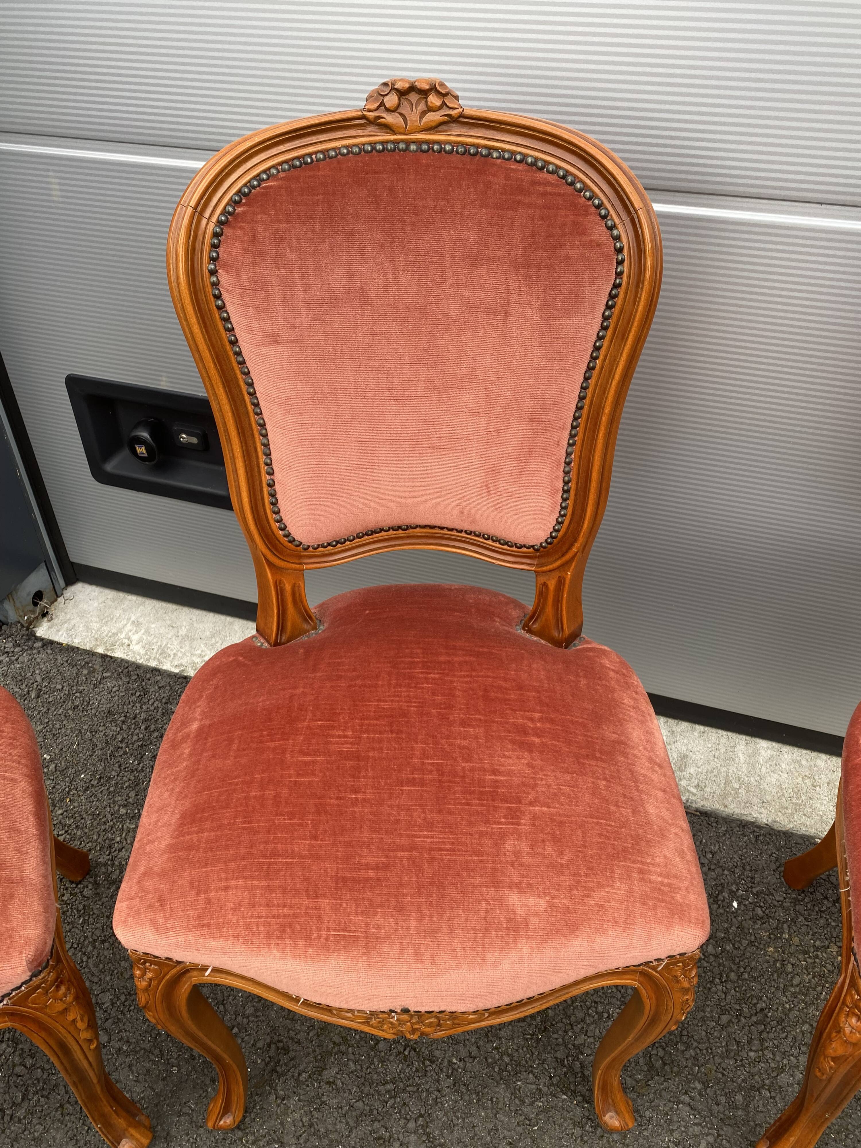 6 chairs Louis XV red style