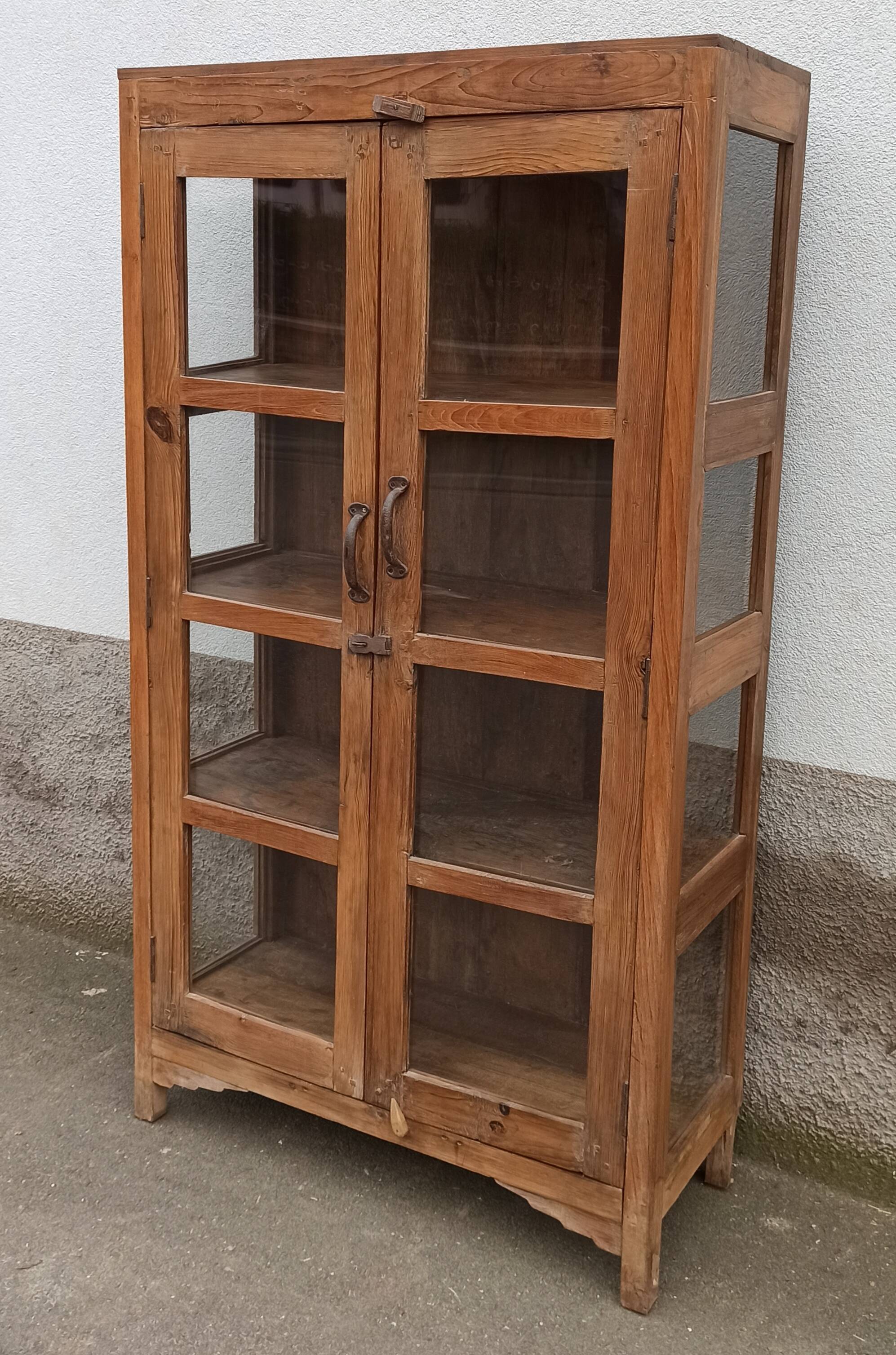 Old wooden cabinet display case with two doors