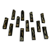 Set of plexiglass knife rests with seashell inclusion