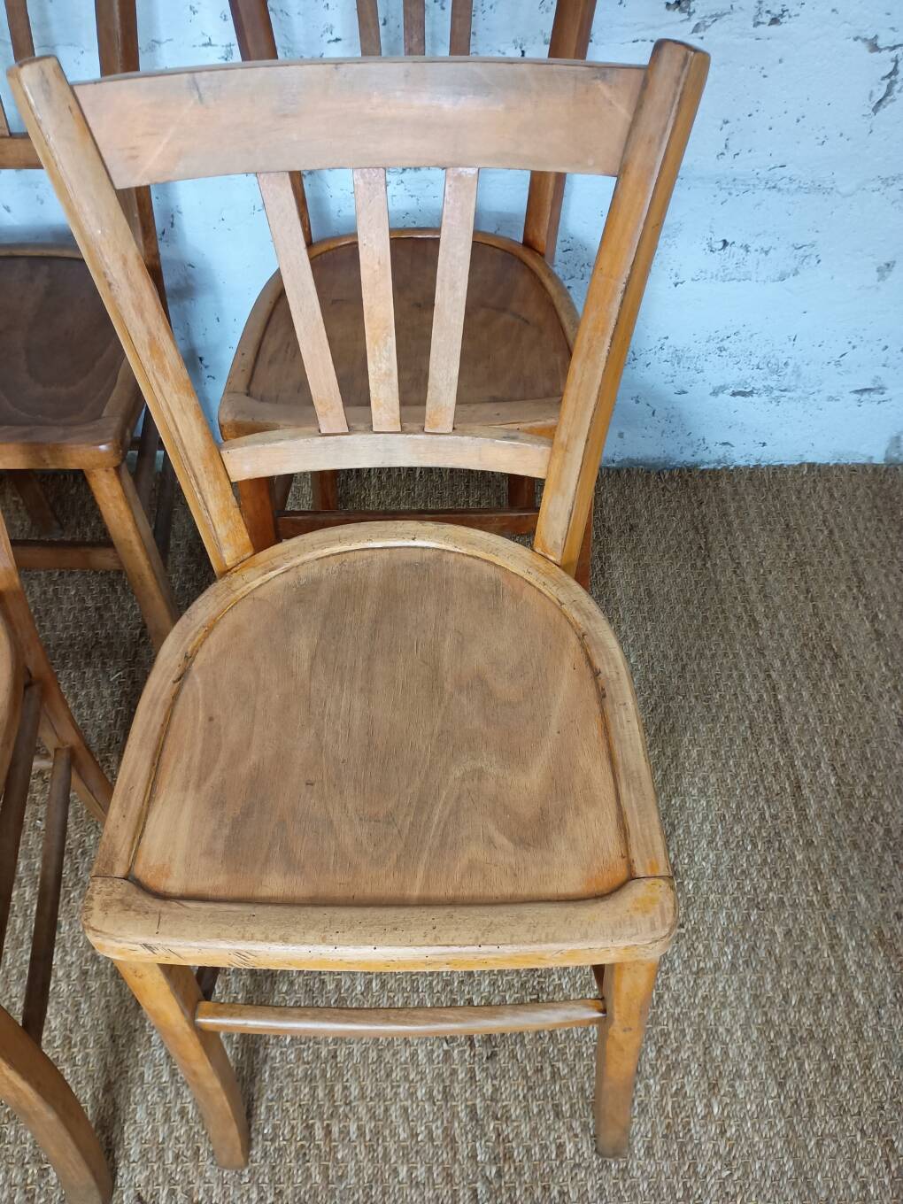 Ensemble de 10 chaises bistrot années 1950-60 vintage Luterma