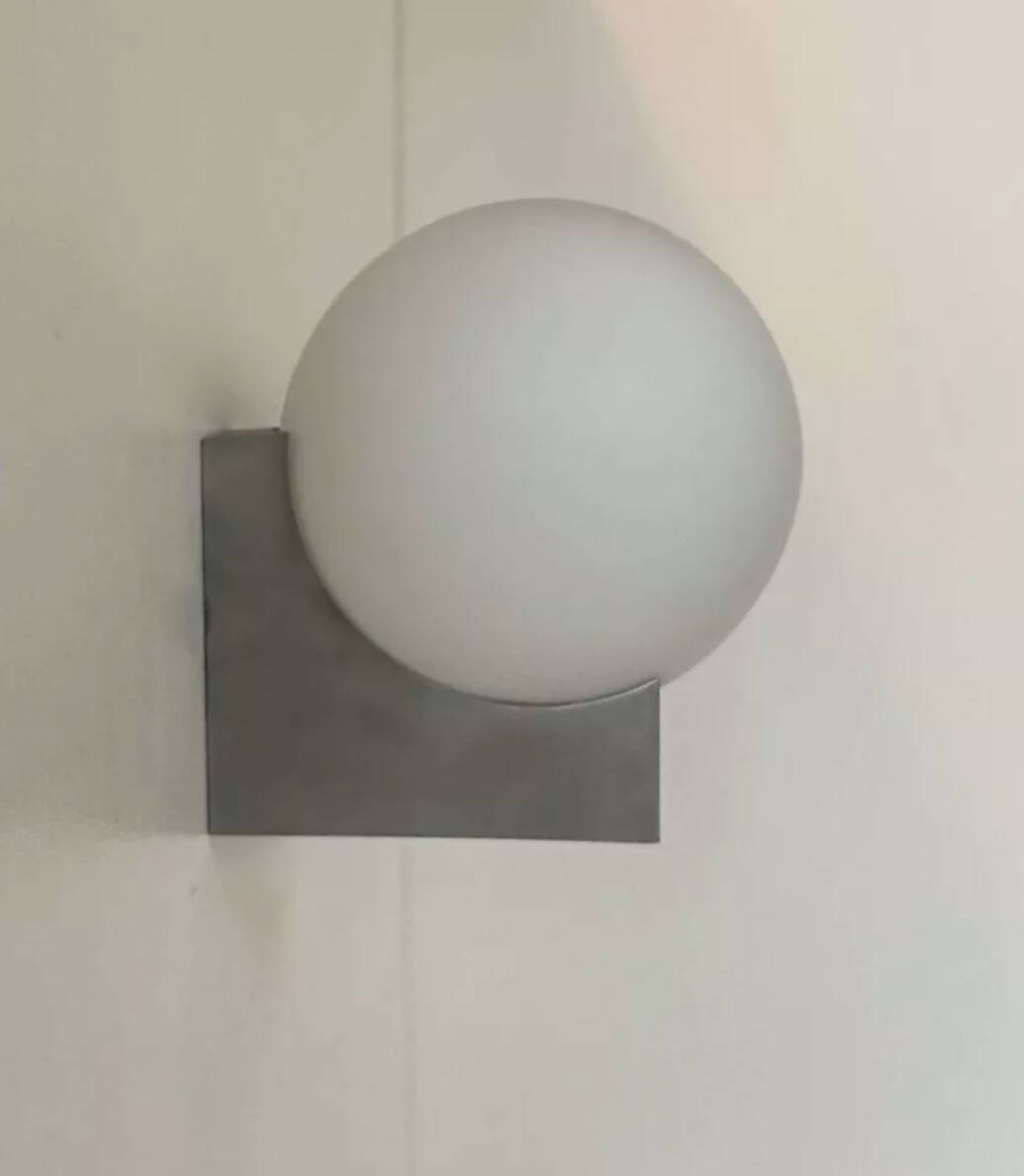 Pair of vintage wall lights, brushed metal and opaline, France 1970