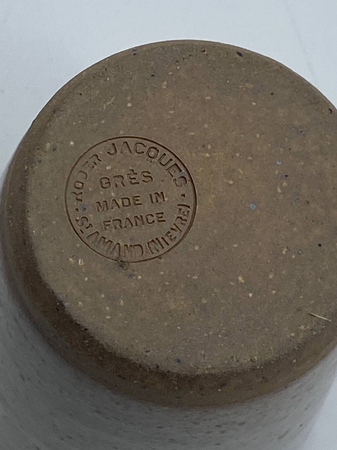 Set of 4 Roger Jacques stoneware tumblers / glass, vintage