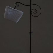 20th-century wrought iron floor lamp with swirling detail, Danish Art Deco.