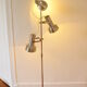 Floor lamp 3 brushed aluminum spots dating from the 70s_ Space Age