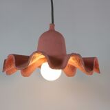 Two lamps/ pendant lamps in recycled cardboard, pink and green, seletti